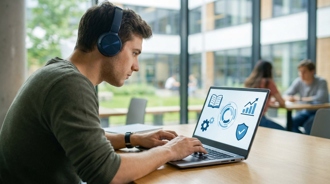 Étudiant naviguant sur le portail numérique de l'université pour activer son compte